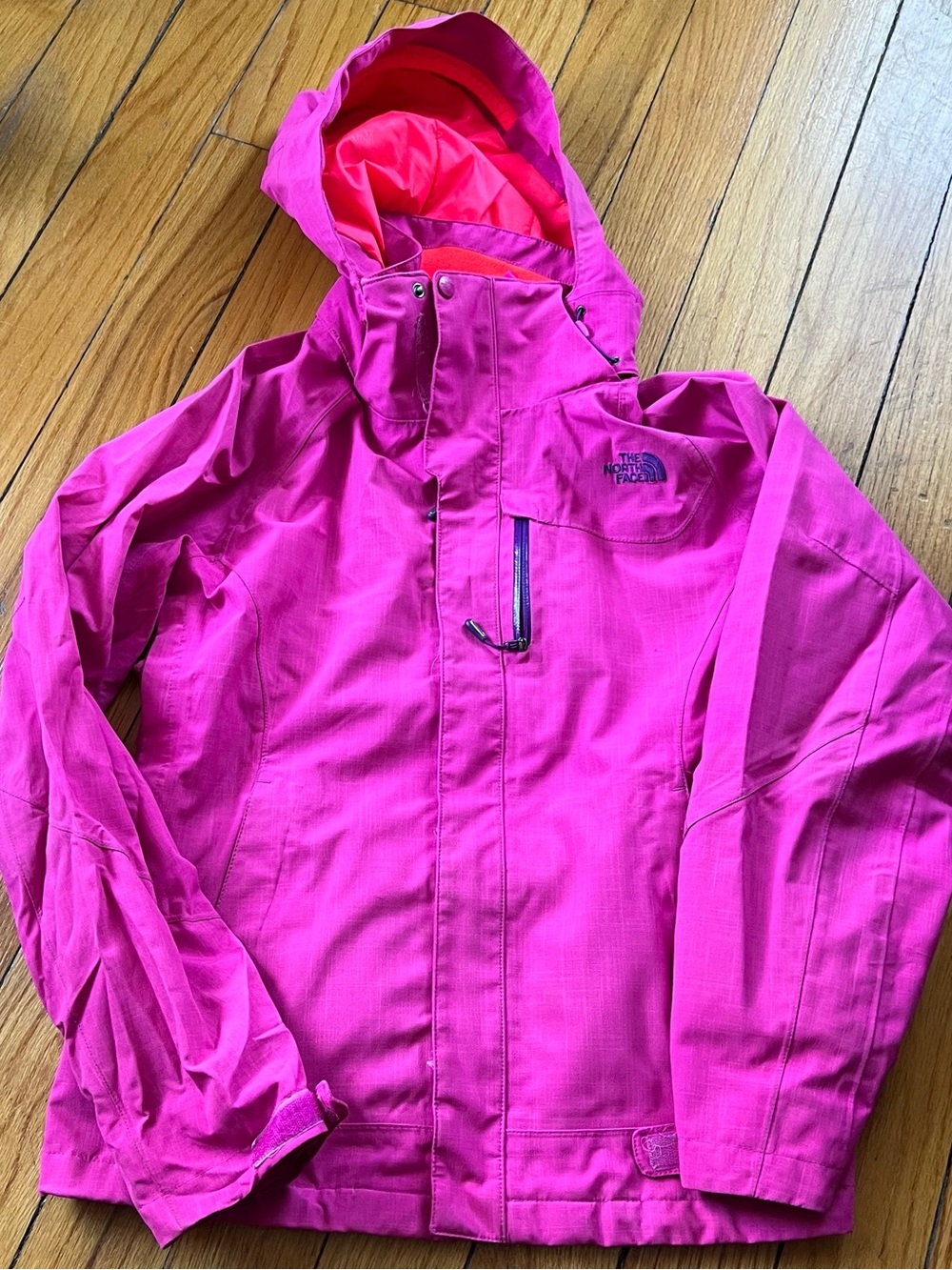 The North Face Bright Pink Hooded Rain Jacket